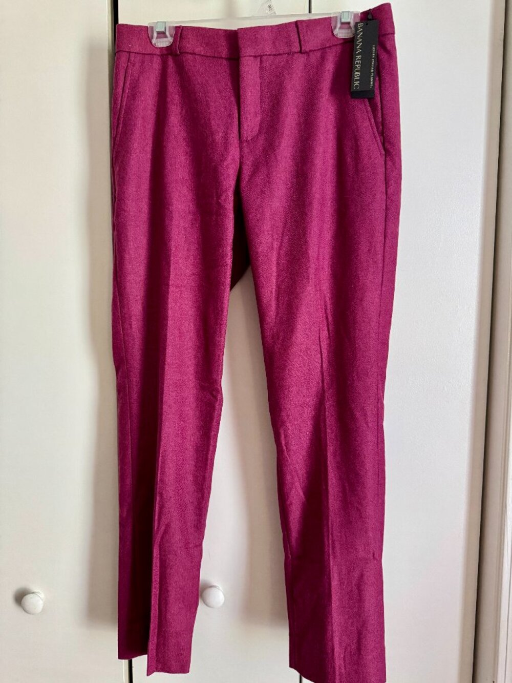 Banana Republic Ryan Luxury Italian Flannel Slim Straight Pants Purple NWT 4